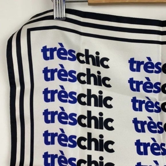 NWT J.Crew Très Chic Silk Scarf White Navy Black - Picture 5 of 9